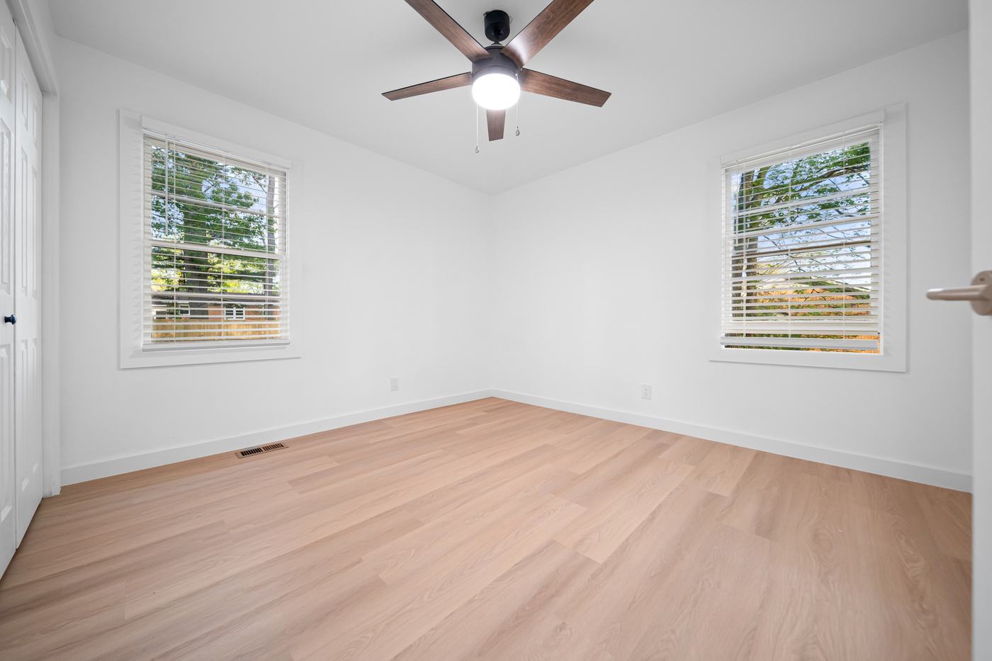 Bedroom with two windows